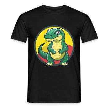 Komodo Dragon Cute Kawaii Cartoon Clipart Animal - Men's T-Shirt - black - Front - AI Model Male 178 light (178cm)