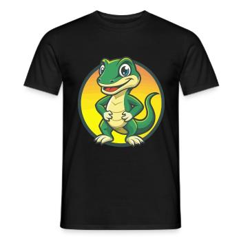Eidechse Niedliche Kawaii Cartoon Clipart Haustier Tier - Männer T-Shirt - Schwarz - Vorne - AI Model Male 178 light (178cm)