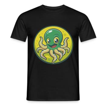 Octopus Cute Kawaii Cartoon Clipart Pet Animal - Men's T-Shirt - black - Front - AI Model Male 178 light (178cm)