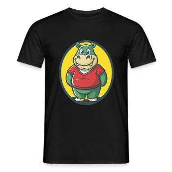 Hippo Cute Kawaii Cartoon Clipart Pet Animal - Men's T-Shirt - black - Front - AI Model Male 178 light (178cm)