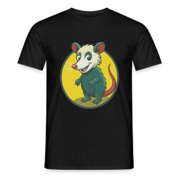 Opossum Mignon Kawaii Dessin animé Clipart Animal de compagnie - T-shirt homme - noir - Devant - AI Model Male 178 light (178cm)