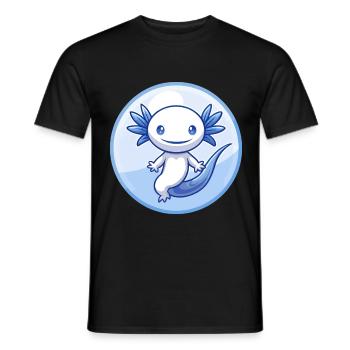 axolotl bleu kawaii dessin animé personnage clipart animal de compagnie - T-shirt homme - noir - Devant - AI Model Male 178 light (178cm)