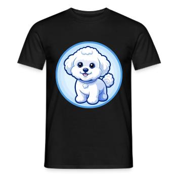Bichon frisé chien bleu kawaii dessin animé personnage animal de compagnie - T-shirt homme - noir - Devant - AI Model Male 178 light (178cm)