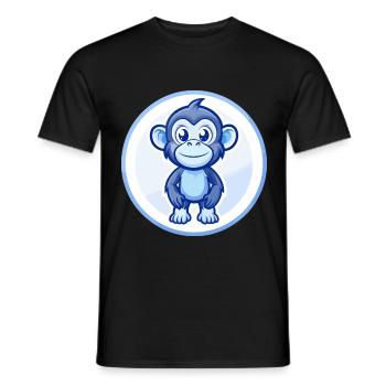 Bonobo Blue Kawaii Cartoon Character Clipart Pet - Men's T-Shirt - black - Front - AI Model Male 178 light (178cm)