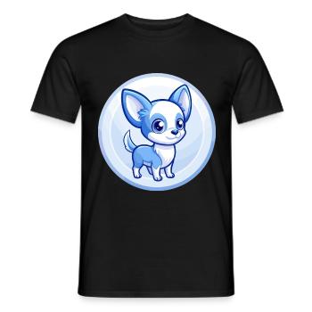 Chihuahua Dog Blue Cute Kawaii Cartoon Clipart Pet - Men's T-Shirt - black - Front - AI Model Male 178 light (178cm)