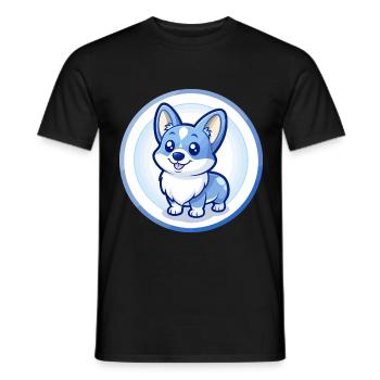 Corgi Dog Blue Kawaii Cartoon Character Clipart - Men's T-Shirt - black - Front - AI Model Male 178 light (178cm)