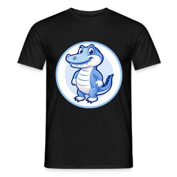 Alligator Blau Kawaii Cartoon Figur Clipart - Männer T-Shirt - Schwarz - Vorne - AI Model Male 178 light (178cm)