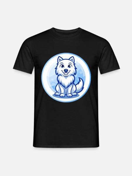 Arctic Wolf Blue Kawaii Cartoon Character Clipart - Men's T-Shirt - black