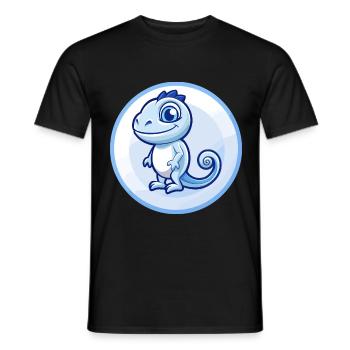 Chameleon Blue Kawaii Cartoon Character Clipart - Men's T-Shirt - black - Front - AI Model Male 178 light (178cm)