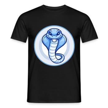 Cobra Blue Kawaii Cartoon Character Clipart Pet - Men's T-Shirt - black - Front - AI Model Male 178 light (178cm)