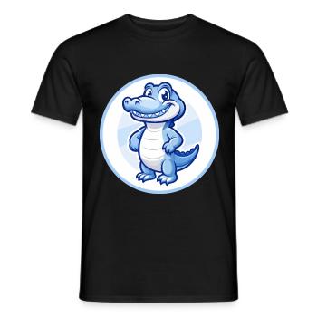 Crocodile Bleu Kawaii Dessin Animé Personnage Clipart - T-shirt homme - noir - Devant - AI Model Male 178 light (178cm)