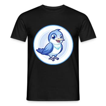 Koekoek Vogel Blauwe Kawaii Cartoon Karakter Clipart - Heren T-shirt - zwart - Voor - AI Model Male 178 light (178cm)