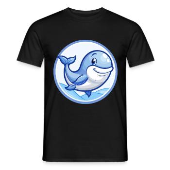 Wal Blau Kawaii Cartoon Figur Clipart Haustier - Männer T-Shirt - Schwarz - Vorne - AI Model Male 178 light (178cm)