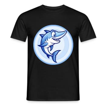 Barracuda Blue Kawaii Dessin animé Personnage Clipart - T-shirt homme - noir - Devant - AI Model Male 178 light (178cm)
