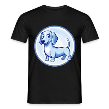 Dackel Hund Blau Niedlich Kawaii Cartoon Clipart Haustier - Männer T-Shirt - Schwarz - Vorne - AI Model Male 178 light (178cm)