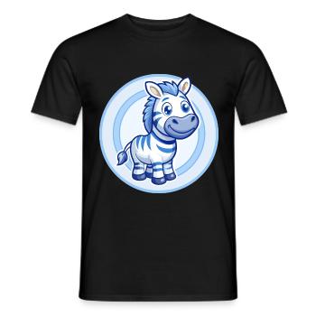 Zebra Blau Kawaii Cartoon Figur Clipart Haustier - Männer T-Shirt - Schwarz - Vorne - AI Model Male 178 light (178cm)
