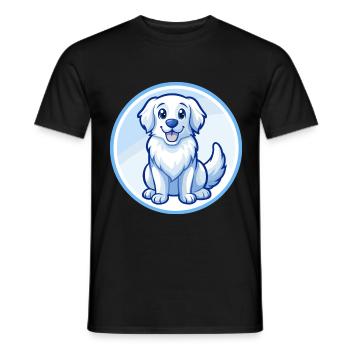 Golden Retriever Dog Blue Kawaii Cartoon Character - Men's T-Shirt - black - Front - AI Model Male 178 light (178cm)
