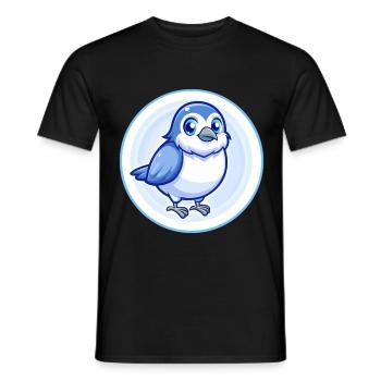 Sparrow Blue Kawaii Cartoon Character Clipart Pet - Men's T-Shirt - black - Front - AI Model Male 178 light (178cm)