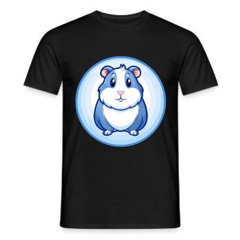 Cochon d’Inde Bleu Kawaii Dessin animé Personnage Clipart - T-shirt homme - noir - Devant - AI Model Male 178 light (178cm)