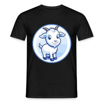 Ziege Blau Kawaii Cartoon Figur Clipart Haustier - Männer T-Shirt - Schwarz - Vorne - AI Model Male 178 light (178cm)