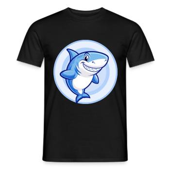 Hai Blau Kawaii Cartoon Figur Clipart Haustier - Männer T-Shirt - Schwarz - Vorne - AI Model Male 178 light (178cm)