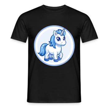 Einhorn Blau Kawaii Cartoon Figur Clipart Haustier - Männer T-Shirt - Schwarz - Vorne - AI Model Male 178 light (178cm)