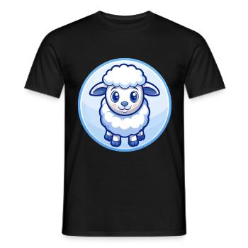 Schaf Blau Kawaii Cartoon Figur Clipart Haustier - Männer T-Shirt - Schwarz - Vorne - AI Model Male 178 light (178cm)