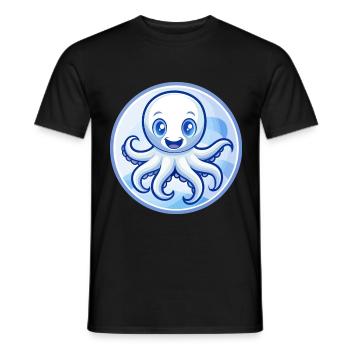 Octopus Blue Kawaii Cartoon Character Clipart Pet - Men's T-Shirt - black - Front - AI Model Male 178 light (178cm)