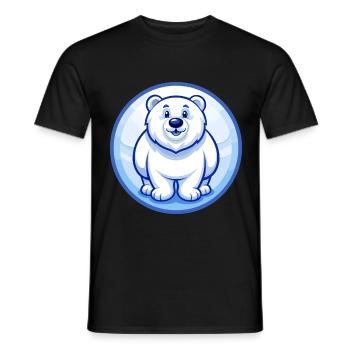 ours polaire bleu kawaii dessin animé personnage clipart - T-shirt homme - noir - Devant - AI Model Male 178 light (178cm)