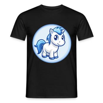 Pony Blau Kawaii Cartoon Figur Clipart Haustier - Männer T-Shirt - Schwarz - Vorne - AI Model Male 178 light (178cm)