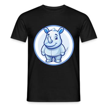Rhino Blau Kawaii Cartoon Figur Clipart Haustier - Männer T-Shirt - Schwarz - Vorne - AI Model Male 178 light (178cm)