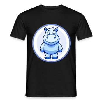 Nilpferd Blau Kawaii Cartoon Figur Clipart Haustier - Männer T-Shirt - Schwarz - Vorne - AI Model Male 178 light (178cm)