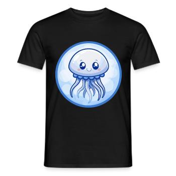 méduse bleu kawaii dessin animé personnage clipart - T-shirt homme - noir - Devant - AI Model Male 178 light (178cm)