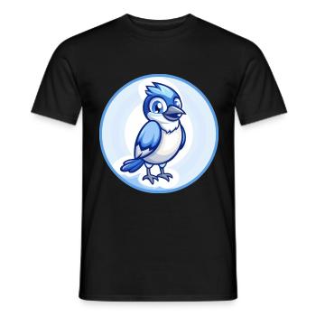 Jay Bird Blau Kawaii Cartoon Figur Clipart Haustier - Männer T-Shirt - Schwarz - Vorne - AI Model Male 178 light (178cm)