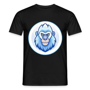 Mandrill Blau Kawaii Cartoon Figur Clipart Haustier - Männer T-Shirt - Schwarz - Vorne - AI Model Male 178 light (178cm)