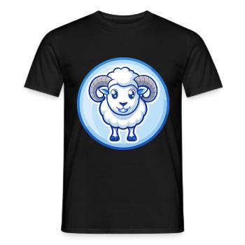 Ram Blau Niedlich Kawaii Cartoon Figur Clipart Haustier - Männer T-Shirt - Schwarz - Vorne - AI Model Male 178 light (178cm)