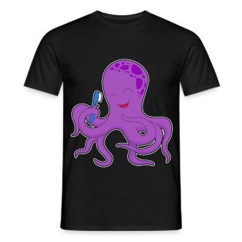 Octopus Toothbrush - Men's T-Shirt - black - Front - AI Model Male 178 light (178cm)