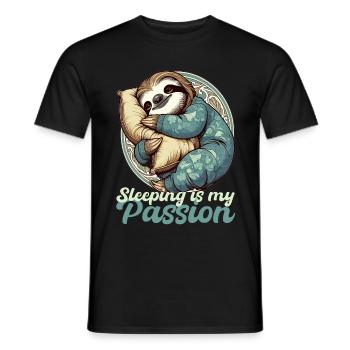 Sloth Sleeping Passion Gift - Men's T-Shirt - black - Front - AI Model Male 178 light (178cm)