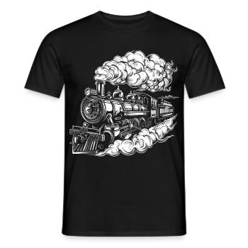 Steam Locomotive Graphics - Men's T-Shirt - black - Front - AI Model Male 178 light (178cm)