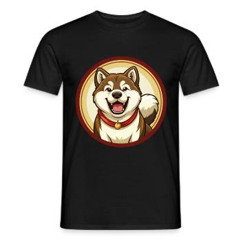 Akita Hund Bunt Kawaii Cartoon Figur Haustier - Männer T-Shirt - Schwarz - Vorne - AI Model Male 178 light (178cm)