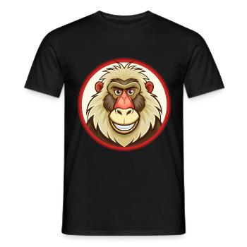 Babouin coloré Kawaii Dessin animé Personnage Clipart - T-shirt homme - noir - Devant - AI Model Male 178 light (178cm)
