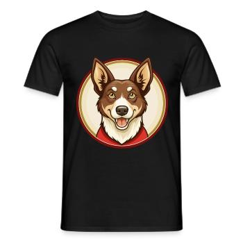 Australian Kelpie Dog Kawaii Cartoon Character Pet - Men's T-Shirt - black - Front - AI Model Male 178 light (178cm)