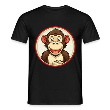 Bonobo Colorful Kawaii Cartoon Character Clipart - Men's T-Shirt - black - Front - AI Model Male 178 light (178cm)