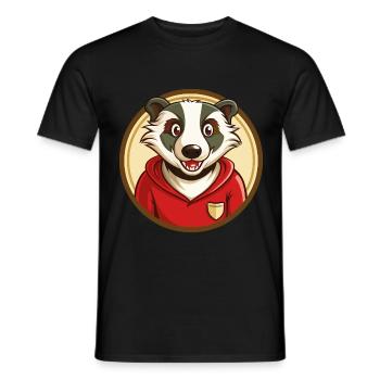 blaireau coloré kawaii dessin animé personnage clipart - T-shirt homme - noir - Devant - AI Model Male 178 light (178cm)