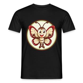 papillon coloré kawaii dessin animé personnage animal de compagnie - T-shirt homme - noir - Devant - AI Model Male 178 light (178cm)