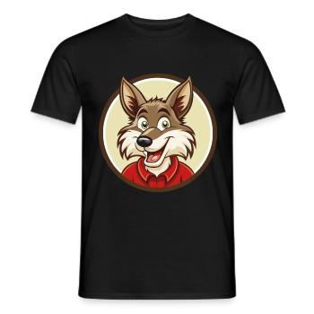 Coyote Colorful Kawaii Cartoon Character Clipart - Men's T-Shirt - black - Front - AI Model Male 178 light (178cm)