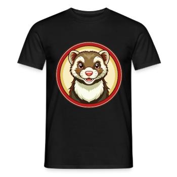 Ferret Colorful Kawaii Cartoon Character Clipart - Men's T-Shirt - black - Front - AI Model Male 178 light (178cm)