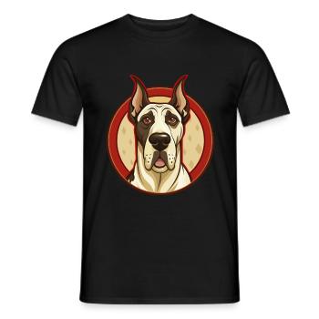 Chien Dogue Allemand Personnage De Dessin Animé Kawaii Coloré - T-shirt homme - noir - Devant - AI Model Male 178 light (178cm)