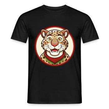 Leopard Colorful Kawaii Cartoon Character Clipart - Men's T-Shirt - black - Front - AI Model Male 178 light (178cm)