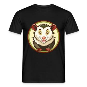 Opossum coloré Kawaii Dessin animé Personnage Clipart - T-shirt homme - noir - Devant - AI Model Male 178 light (178cm)